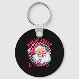 Groovy Cute Santa Claus Christmas Vibes Xmas Women Keychain