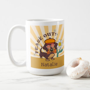 Groovy Dachshund   Peace Out  Coffee Mug