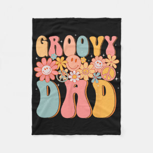 Groovy Dad Retro Fathers Day Colourful Peace Sign Fleece Blanket