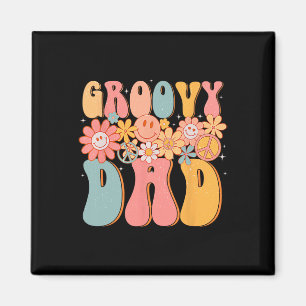Groovy Dad Retro Fathers Day Colourful Peace Sign  Magnet