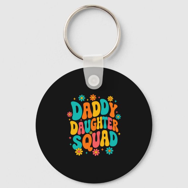 Groovy daddy daughter squad dad and daughter keychain (Front)