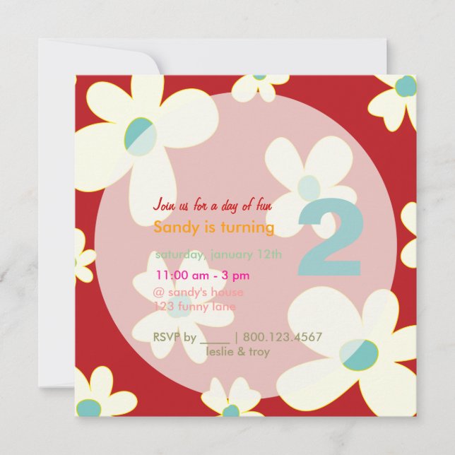 Groovy Daisies/DIY background/Birthday Party Invitation (Front)