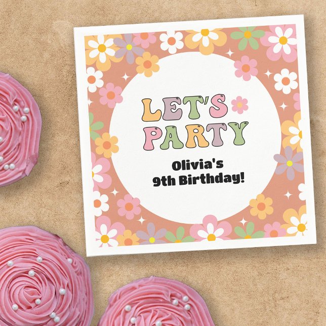 Groovy Daisies Hippie Girl's Birthday Napkin (Creator Uploaded)