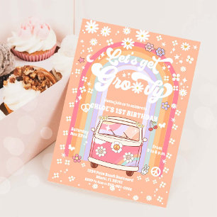 Groovy Daisy 1st Birthday Invitation