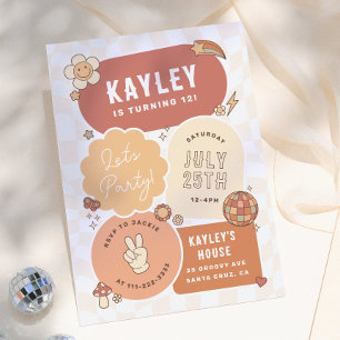 Groovy Daisy Boho Retro Let's Party Girl Birthday Invitation