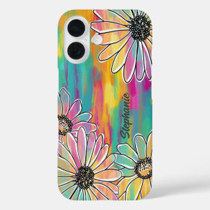 Groovy Daisy Dream - Painterly Hand Drawn Floral iPhone 16 Case