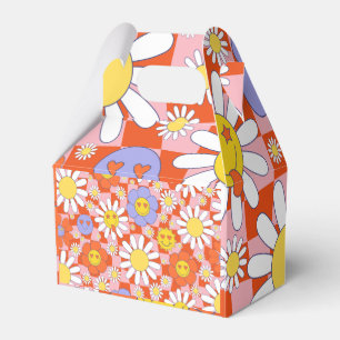 Groovy Daisy Floral Chequerboard, Y2K 90s Favor Box