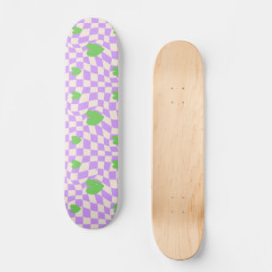 Groovy Daisy Floral Chequerboard, Y2K 90s Skateboard