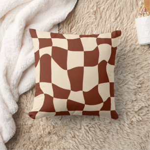 Groovy Daisy Floral Chequerboard, Y2K 90s Throw Pillow