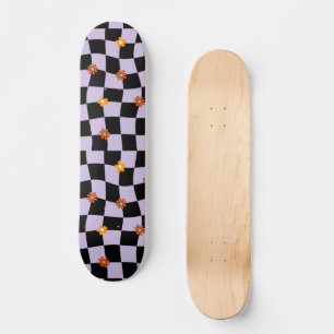 Groovy Daisy Floral Chequerboard, Y2K 90s  Wrappin Skateboard