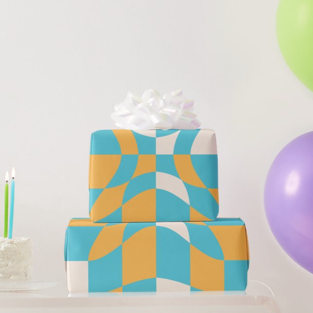 Groovy Daisy Floral Chequerboard, Y2K 90s  Wrappin Wrapping Paper (Party Gifts)