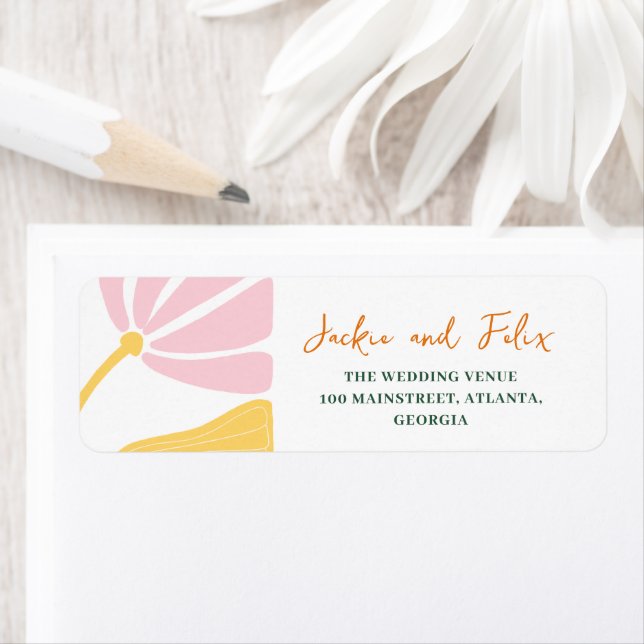 Groovy daisy floral pink & yellow wedding (Insitu)