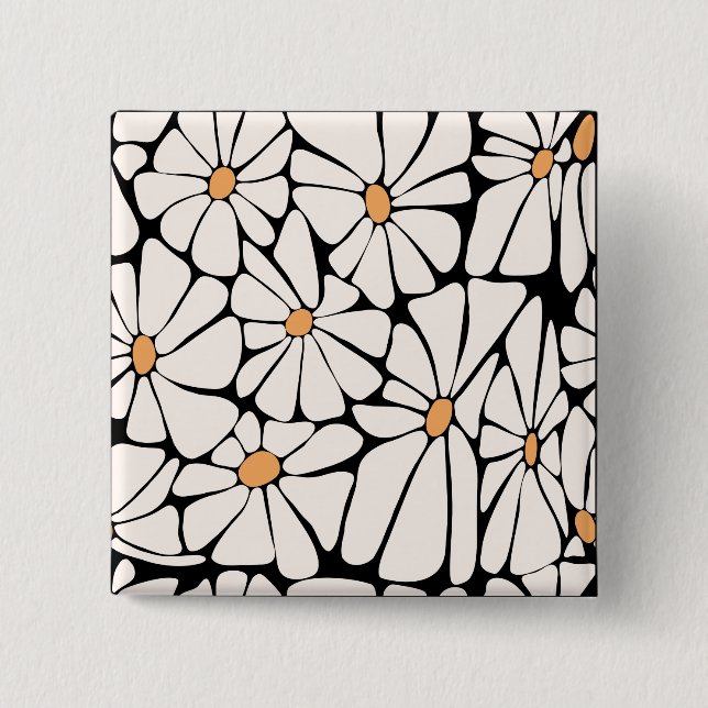  Groovy Daisy Flower Retro  2 Inch Square Button (Front)