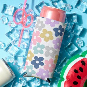 Groovy Daisy Flowers Retro Boho Floral Seltzer Can Cooler