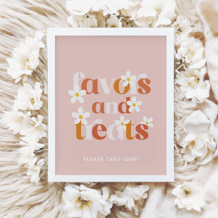 Groovy Daisy Modern Boho Birthday Favours & Treats Poster