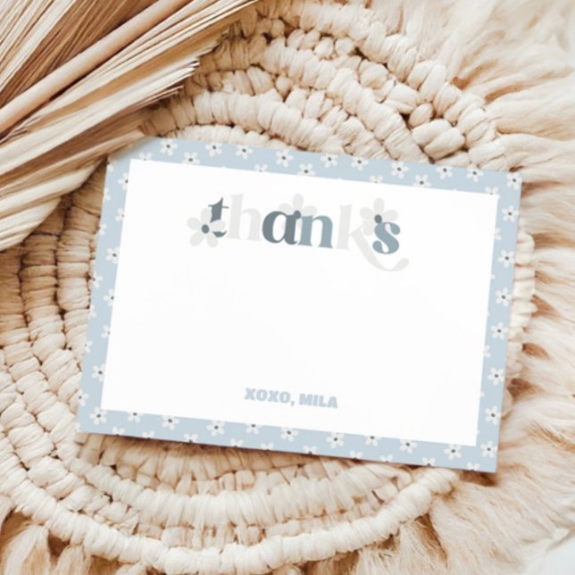 Groovy Daisy Modern Boho Birthday Thank You Card (Creator Uploaded)