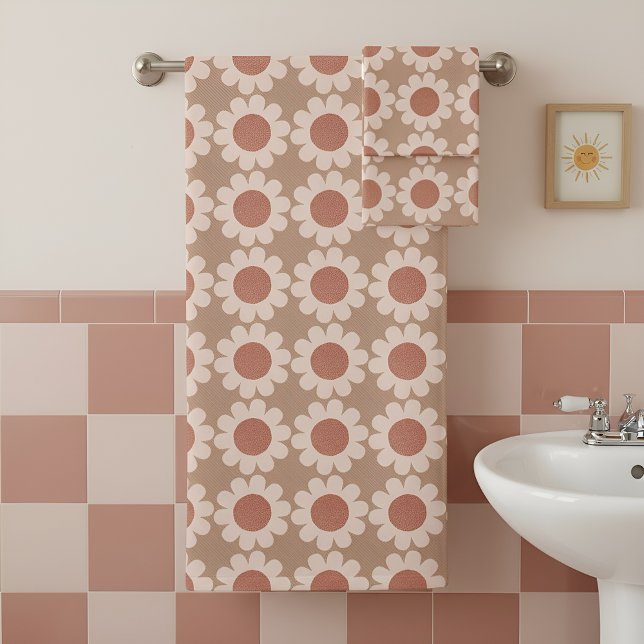 Groovy Daisy neutral  Bath Towel Set (Creator Uploaded)