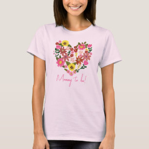 Groovy Daisy Pink Flower heart Mommy to be T-Shirt