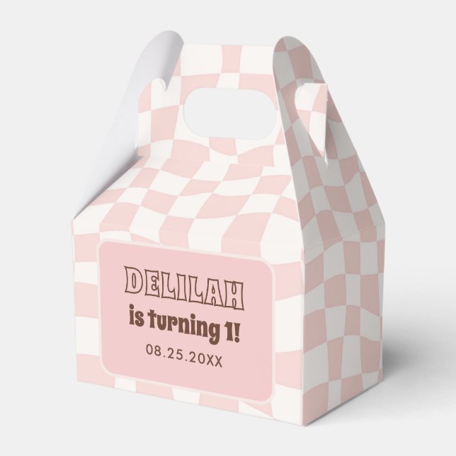 Groovy Daisy Retro 1st Birthday Party Favor Box (Front Side)