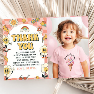 Groovy Daisy & Retro Van Pink Birthday Thank You Card