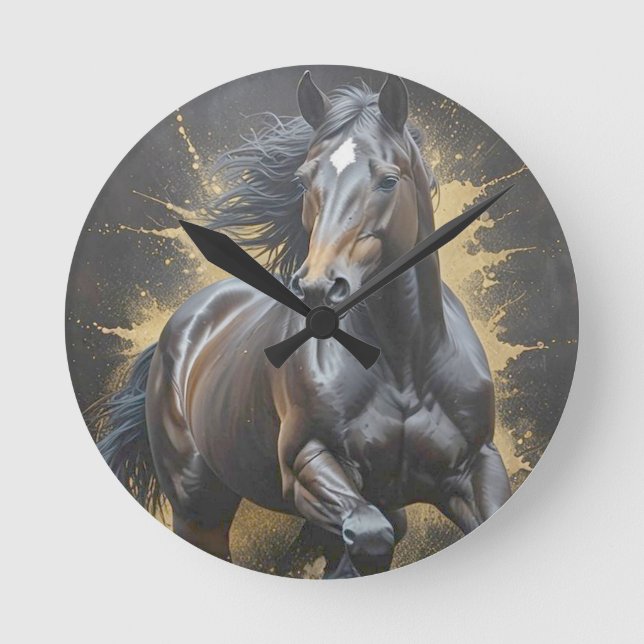 groovy dark horse round clock (Front)