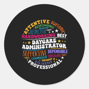 Groovy Daycare Administrator Childcare Provider Af Classic Round Sticker