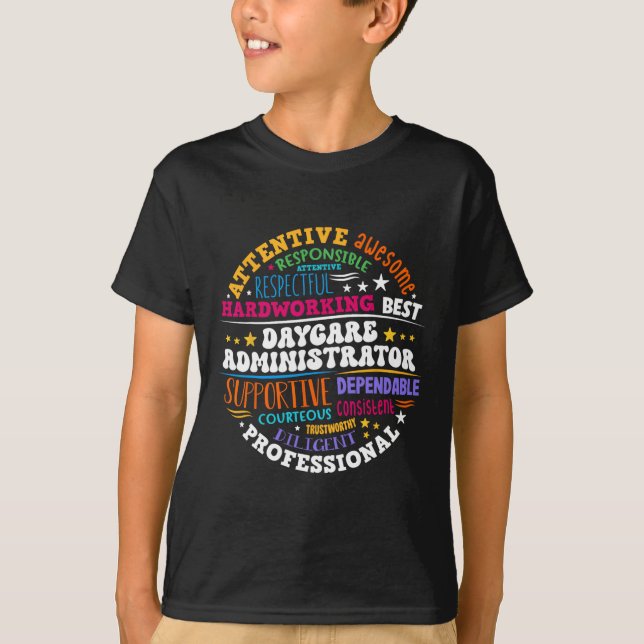 Groovy Daycare Administrator Childcare Provider Af T-Shirt (Front)