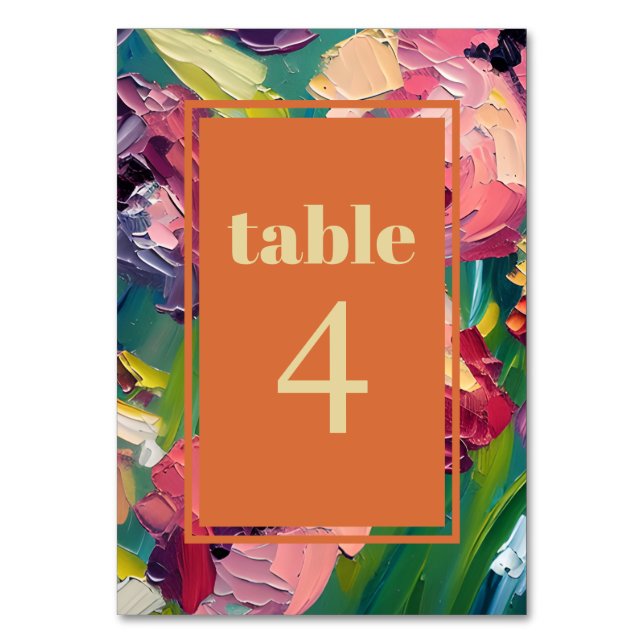 Groovy Deco Painting Wedding Table Number (Front)