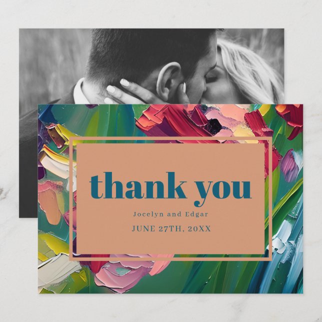 Groovy Deco Painting Wedding Thank You Card (Front/Back)