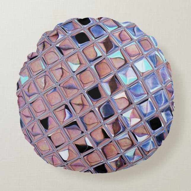 Groovy Disco Ball Mirror Ball Disco Globe Round Pillow (Front)