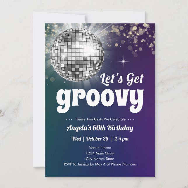 Groovy Disco Dance Party 60th Birthday  Invitation (Front)