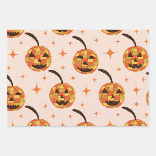 Groovy Disco Halloween Pumpkins Pattern  Wrapping Paper Sheet