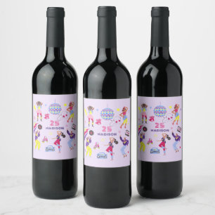 Groovy Disco Lila Party Millennial Retro  Wine Label