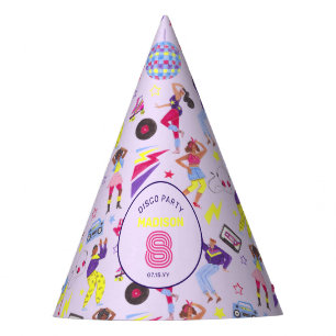 Groovy Disco Lila Party Retro 80s Pattern Hat