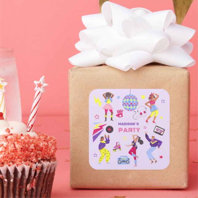 Groovy Disco Party Retro 80s Discoball Square Sticker (Party)