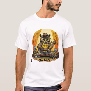 Groovy DJ Owl: Nightlife Vibes T-Shirt