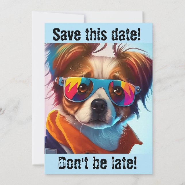 Groovy Dog in Sunglasses Invitation (Front)