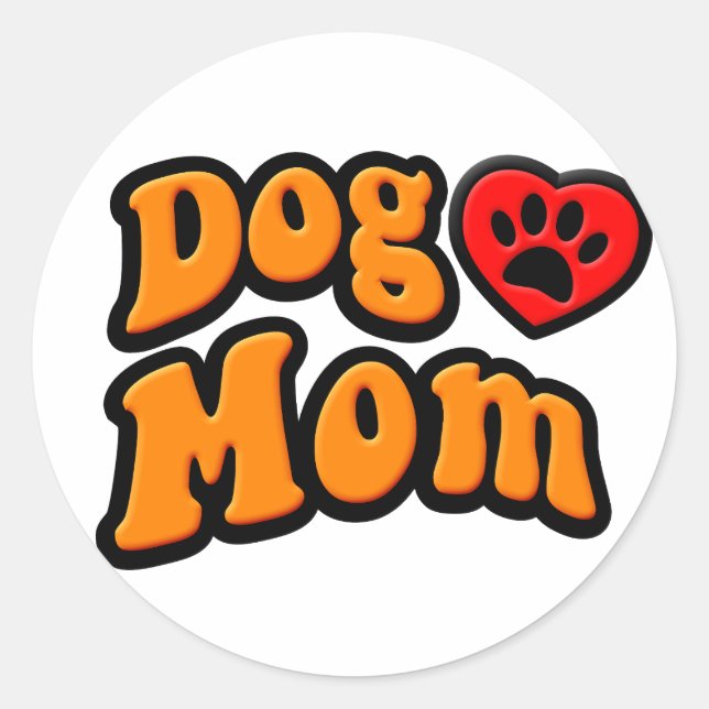 Groovy Dog Mom Drawing Classic Round Sticker (Front)