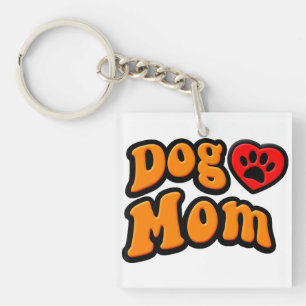 Groovy Dog Mom Drawing Keychain