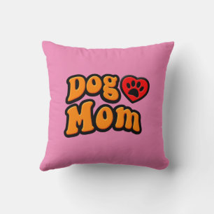 Groovy Dog Mom Drawing Throw Pillow