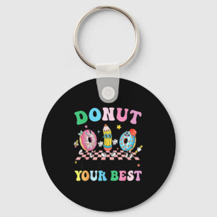 Groovy donut stress do your test day teachers kids keychain