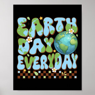 Groovy Earth Day 2025 Everyday For Teacher Men Wom Poster