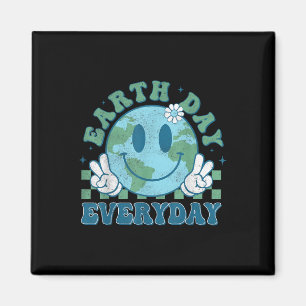 Groovy Earth Day 2025 Everyday Smile Face Save The Magnet