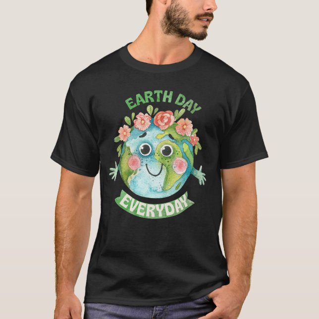Groovy Earth Day Everyday Save Earth Inspiration T-Shirt (Front)