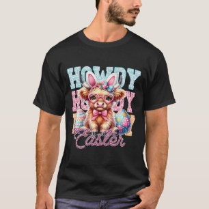 Groovy Easter Day Cow Western Cowboy Howdy Easter T-Shirt