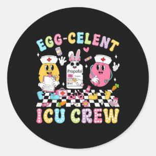 Groovy Easter Day Egg-celent Icu Crew Bunny Nurse Classic Round Sticker