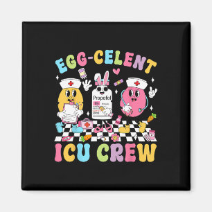 Groovy Easter Day Egg-celent Icu Crew Bunny Nurse Magnet