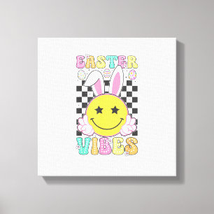 Groovy Easter Vibes Bunny Easter Day Smile Face Gi Canvas Print