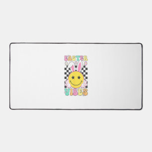 Groovy Easter Vibes Bunny Easter Day Smile Face Gi Desk Mat
