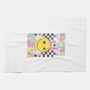 Groovy Easter Vibes Bunny Easter Day Smile Face Gi Kitchen Towel